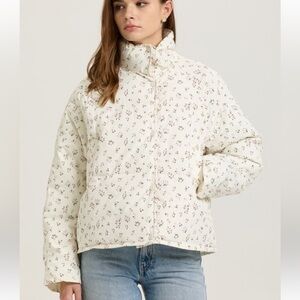 Delicate Bloom Floral Puffer Coat